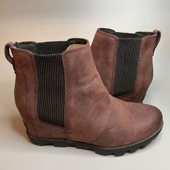 Sorel Lea Wedge Joan of Arctic Wedge Chelsea 10.5 Burro Redwood Black - Picture 1 of 5